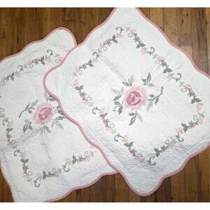 Lot 2 Vtg Pillow Cases Country Living Sewn Pink ROSES Floral Cottage Core